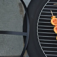 Outsunny Feuerstelle Feuerschale mit Schutz & Schürhaken Outdoor Garten Terrase Ø75 x 55H cm Schwarz(m-8)