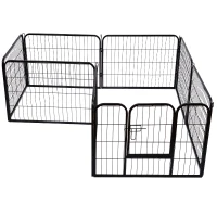 Pawhut Heavy Duty Dog pen 8 Panel Pet Puppy PlayPen Rabbit Hutch Run indoor outdoor Black, 80 x 60 cm(m-8)