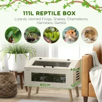 PawHut 111L Vivarium for Snakes, Lizards, Horned Frogs, Chameleons, Hamsters, Gerbils with Tempered Glass Windows(m-4)