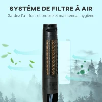 HOMCOM Climatiseur rafraîchisseur d'air et ventilateur colonne 4 modes 3 vitesses, télécommande, minuterie, oscillant , noir(m-9)