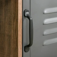 HOMCOM Aparador con Puerta de Metal Mueble Auxiliar con 3 Estantes Abiertos y Armario con Puerta y Balda Ajustable para Salón Cocina 80x35x82 cm Madera Natural(m-9)