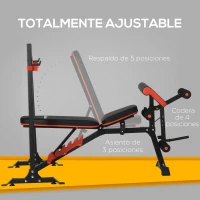 SPORTNOW Banco de Musculación Multifuncional con Respaldo Reclinable y Soporte de Barras Altura Ajustable 180x110x126 cm Negro(m-5)