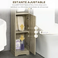 kleankin Portarrollos de Papel Higiénico con Armario para Baño con Estante Interior Ajustable 23x18x100 cm Gris(m-5)
