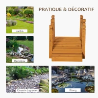Outsunny Pont de Jardin - Pont de Bassin - passerelle en Bois avec Balustrade - Décoration du Jardin - dim. 121L x 57,5l x 59H cm - Bois de Sapin pré-huilé(m-5)
