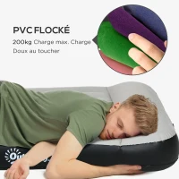 Outsunny Matelas gonflable 2 personnes avec pompe électrique intégrée, appui-tête avec sac de transport, 191 x 137 x 30 cm(m-6)