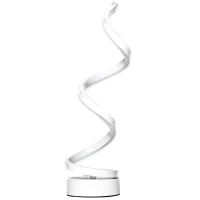 HOMCOM Modern Wave-Shaped LED Table Lamp with Round Metal Base for Living Room, Bedroom, Study, Dining Room, Office, Cool White 6000K, White(m-11)