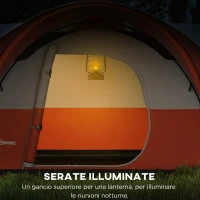 Outsunny Tenda da Campeggio 5-6 Posti con Portico, Impermeabile 3000mm con Borsa di Trasporto, Arancione(m-7)