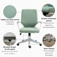 Vinsetto Silla de Escritorio Giratoria Silla de Oficina Basculante con Reposabrazos y Altura Ajustable 62x69x92-100 cm Verde(m-7)
