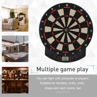 HOMCOM Electronic Hanging Dartboard LED Digital Score Set 27 Games and 202 Variations with 12 Soft Tip Darts(m-4)