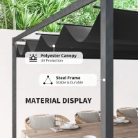 Outsunny 4 x 3m Metal Pergola, with Retractable Canopy Roof - Black(m-4)