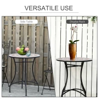 Outsunny 60 cm Mosaic Garden Table, Small Round Outdoor Side Table with Ceramic Top, Plant Stand for Patio, Balcony, Orange and White(m-6)