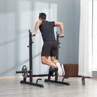 HOMCOM Hantelständer Multi-Funktions Langhantelablage Hantelablage höhenverstellbar Langhantel Krafttraining bis 150 kg belastbar Barbell Rack Stahl Schwarz(m-2)