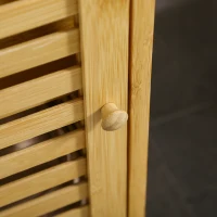 kleankin Badezimmerschrank mit Lamellentür, versetzbarem Einlegeboden, Naturbambus, 30x19,9x70 cm(m-8)