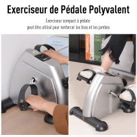 HOMCOM Mini vélo d'appartement pour jambes bras appareil de fitness avec écran LCD dim. 39L x 40l x 31H cm argenté(m-7)