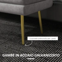 HOMCOM Panca Fondo Letto con Spazio Portaoggetti, in Acciaio e Poliestere, 79.5x37.5x43 cm, Grigia(m-7)