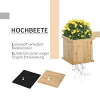 Outsunny  Hochbeet Gartenbank mit 2 Pflanzkasten Holz Sitzbank mit Blumenkasten Garten Holzbank Parkbank Natur 176 x 38 x 40 cm(m-5)