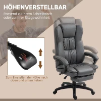 Vinsetto Verstellbarer Drehstuhl mit Fußstütze, Kopfstütze, Massagefunktion, Kunstleder, 68,5x68,5x113-121cm, Dunkelgrau(m-5)