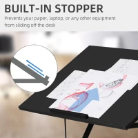Vinsetto Height Adjustable Drawing Table with Tiltable Tabletop, Multifunction Drafting Table for Artist, Study Desk for Home Office, Black(m-6)