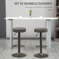 HOMCOM Set 2 Sgabelli da Bar Girevoli con Poggiapiedi e Altezza Regolabile, 35x36x64-85cm, Grigio(m-4)