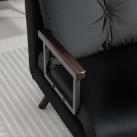 HOMCOM 4-in-1 Velvet-Feel Single Chair Bed, with Pillow - Black(m-8)