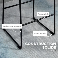 HOMCOM Lot de 2 tabourets de bar design vintage avec repose-pieds métal et revêtement synthétique hauteur 99 cm gris foncé(m-5)