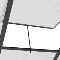 Outsunny Serre de jardin polycarbonate 3,65m² 190 x 192 x 201 cm résistant aux UV fondation renforcé gouttière Gris(m-8)