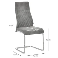 HOMCOM Set de 4 Sillas de Comedor Sillas de Cocina Tejido de Microfibra con Asiento Acolchado y Patas de Metal 45x61x98 cm Gris(m-3)