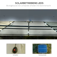 Outsunny Gartenpavillon 4 x 3m Pavillon Gartenzelt mit Seitenwänden, Festzelt mit Doppeldach, Partyzelt mit LED Licht, UV-Schutz, Stahl Polyester Cremeweiß(m-5)