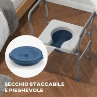 HOMCOM Sedia Comoda WC per Anziani e Disabili 4 in 1 Regolabile in Altezza con Braccioli Imbottiti, Grigio(m-7)