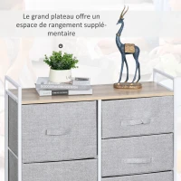 HOMCOM Commode à Tiroirs en Tissu Meuble de Rangement avec 5 Tiroirs Amovibles pour Chambre Salon Cuisine 83 x 29 x 77 cm Gris(m-5)