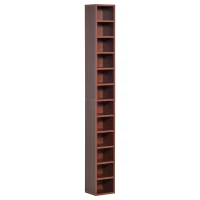 HOMCOM Rangements pour CD et DVD, étagère colonne de rangement, meuble de rangement avec 12 compartiments, capacité max. 204 CD, 21 x 20 x 175 cm, marron(m-13)