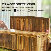 Outsunny Wood Storage Bench for Patio Furniture, Outdoor Garden Seating Tools, Brown(m-6)