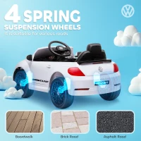 AIYAPLAY Volkswagen Beetle Licensed 12V Ride on Car w/ Remote Control, Suspension Wheels, Soft Start, Lights, Music, White(m-5)