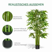 HOMCOM Künstlicher Bambus groß 160 cm Kunstpflanze, Kunstbambus, Plastik Künstliche Pflanzen im Topf, Fake Plant wie echt für Wohnzimmer Schlafzimmer Büro Garten Moderne Dekoration Geschenk(m-5)