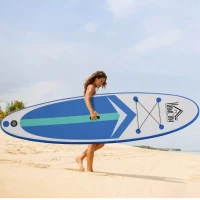 HOMCOM Aufblasbares Surfbrett Surfboard Stand Up Board mit Paddel Rutschfest Inkl. Ausrüstung kunststoff EVA Blau+Weiß 320 x 80 x 15 cm(m-2)