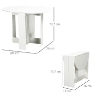 HOMCOM Table pliable de cuisine salle à manger 2 abattants - table ovale extensible - 104L x 76l x 73,7H cm en bois blanc(m-3)