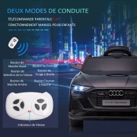 HOMCOM Voiture électrique enfants sous Licence Audi e-tron Sportback, véhicule électrique 12V Max. 5 Km/h avec télécommande 2,4G, phares LED, musique, klaxon, port USB, MP3, noir(m-5)