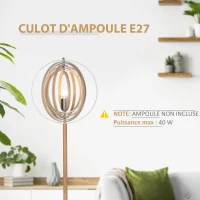 HOMCOM Lampadaire sur Pied Circulaire 40 W Max. Abat-Jour bois naturel clair dim. Ø 38 x 160 cm(m-4)