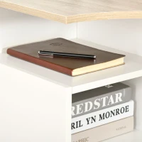 HOMCOM L-Shaped Desk, Corner Computer Desk, Study Table with Storage Shelf Office Home Workstation - Oak Tone and White(m-7)