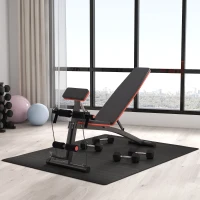 HOMCOM Foldable Weight Bench, Adjustable Strength Training Sit Up Ab Bench, Incline/Decline, Red(m-9)