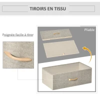 HOMCOM Commode meuble de rangement avec 3 tiroirs tissus, étagère et plateau supérieur, 58L x 29P x 81,5H cm(m-5)