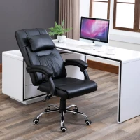 HOMCOM Fauteuil de bureau chaise pour ordinateur ergonomique appuie-tête de massage vibrant pivotant 360° réglable roulettes 64 x 63 x 113-121 cm noir(m-2)