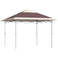Outsunny Faltpavillon Pop-Up-Zelt Gartenpavillon Rollentasche Oxford-Gewebe 3,6 x 3,6 m Dunkelbraun + khaki(m-1)