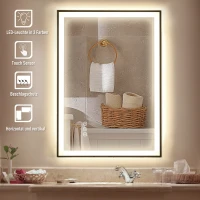 kleankin Badezimmerspiegel mit LED-Licht, Antibeschlagsfunktion; Wandspiegel, 7 70 cm x 50 cm x 3 cm, Silber(m-4)