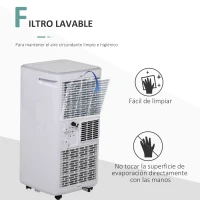 HOMCOM Aire Acondicionado Portátil 8000Btu 4 en 1 Refrigerador Ventilador Deshumidificador 2 Velocidades con Pantalla LED Control Remoto Temporizador Silencioso 900W para 13-18 m² 38x35x70,5 cm Blanco(m-7)