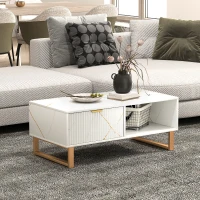 HOMCOM Elegant Marble Effect Storage Coffee Table - White(m-10)