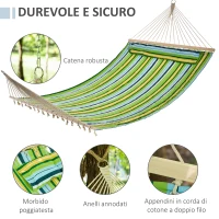 Outsunny Amaca da Giardino per 1-2 Persone Max 180kg da Interni ed Esterni con Cuscino Removibile 400x140cm(m-5)