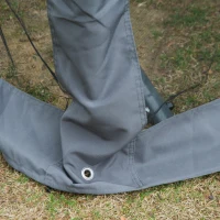 Outsunny Balancelle de Jardin Convertible 3 Places Grand Confort : Matelas Assise Dossier, moustiquaire intégrale zippée avec Toit, Pochette Rangement métal époxy Polyester Gris(m-9)