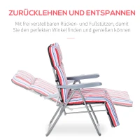 Outsunny 2er-Set Liegestuhl Set mit Kissen klappbar Sonnenliege 5 Stufen verstellbarer Rückenlehne Gartenliege Gartenmöbel Set Stahl Polyester Rot 60 x 75 x 65-102 cm(m-4)