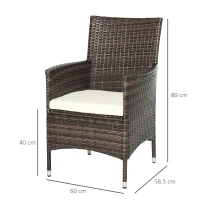 Outsunny 4 PC Rattan Chair Set, Patio Sofa Chairs Set, Cushioned Outdoor Rattan Furniture(m-3)